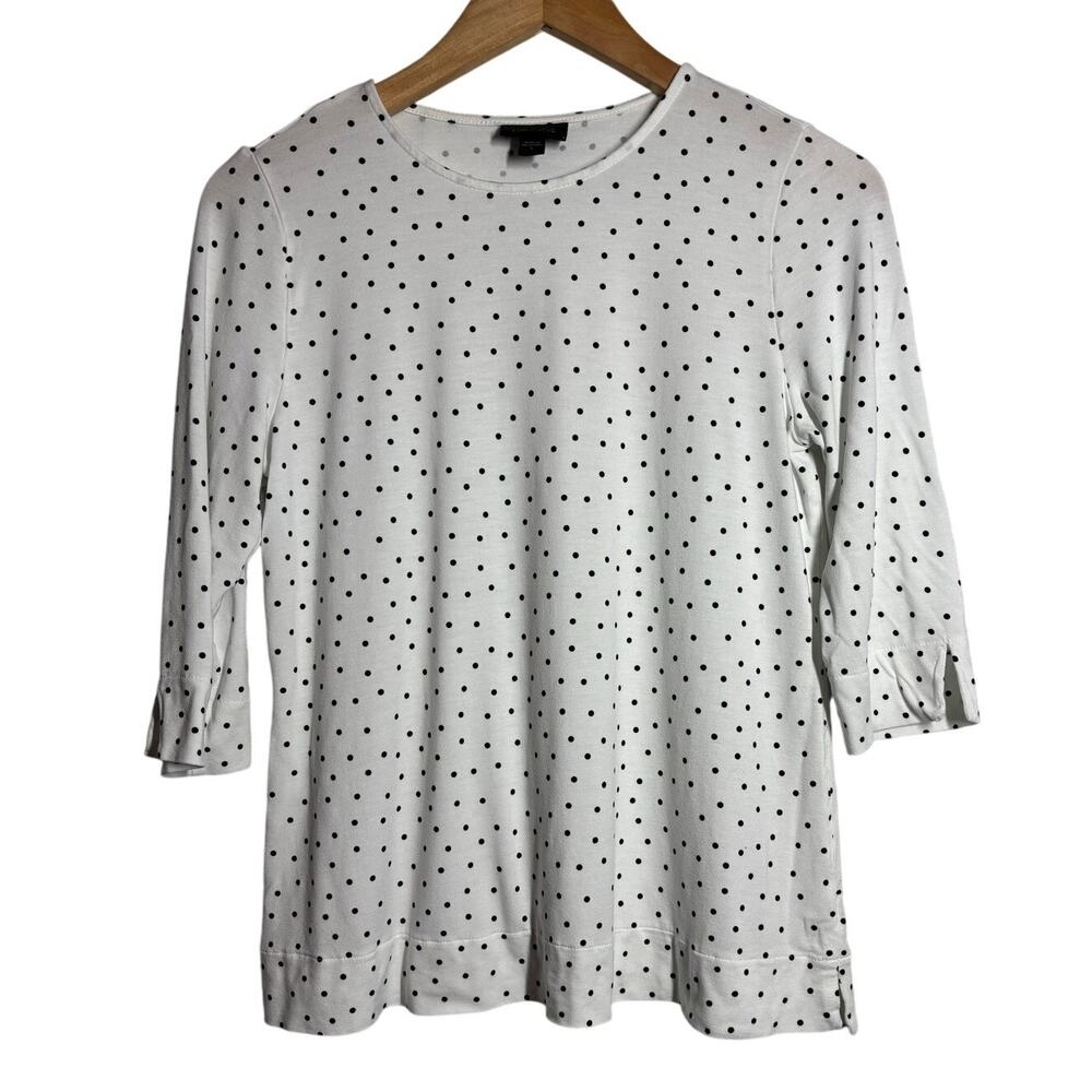 J. Jill Women S Black White Polka Dot 3/4 Sleeve Top Business Casual Career